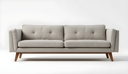 Fototapeta premium Minimalist sofa with sleek design and clean lines on white background