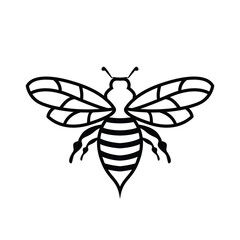 simple bee minimalist logo black and white