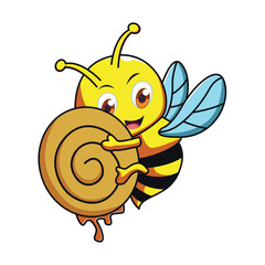 bee cartoon vector of a holding honey