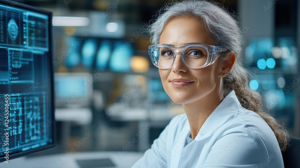 Aufkleber visionary scientist working on advanced technology in lab