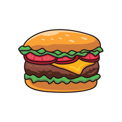 Cheese Burger Cartoon Icon Illustration