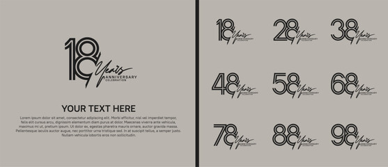 logo anniversary set. black color with black handwriting on brown background for special event