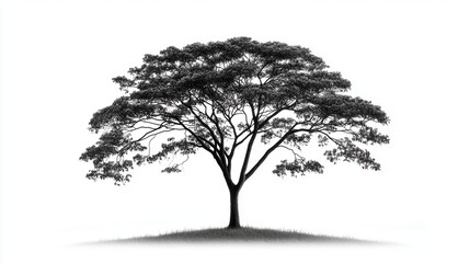 Fototapeta premium Towering Black Silhouette of a Eucalyptus Tree Against White Background