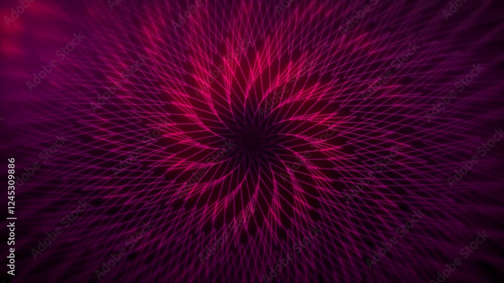 Poster star geometric pattern neon shapes waves 3d animation motion graphics on dark background neon lines 