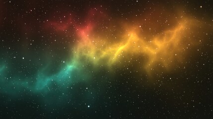 A cosmic galaxy background with colorful nebula clouds and twinkling stars.