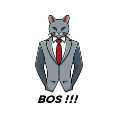cute cat posing like a mafia boss 