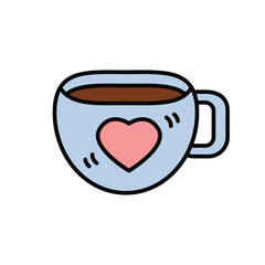 Coffee Love Foam With Beans Cartoon Icon Illustration.