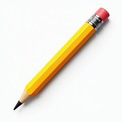 Yellow Pencil with Red Eraser on White Background