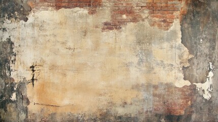 A rustic brick wall background, warm-toned with aged imperfections.