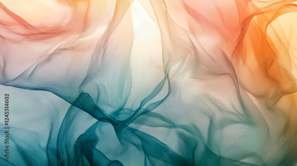 Poster colorful abstract flowing fabric patterns in soft light
