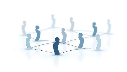 "A minimalist abstract illustration of interconnected human figures, symbolizing teamwork, collaboration, and community."
