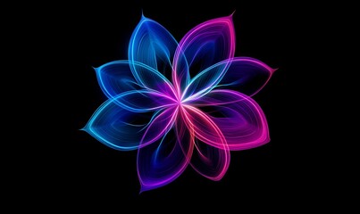 Fototapeta premium Glowing Neon Flower, Dark Background, Abstract Art