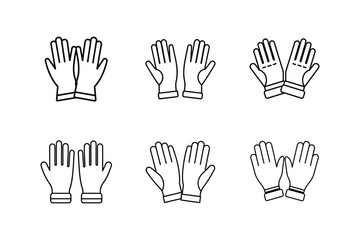 protective gloves line art vector illustration, hand icons outline