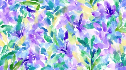 Beautiful seamless floral water color pattern Set, watercolor wild flowers, leaves and grass,Collection botanic garden elements, isolated illustration in rustic or vintage style,copy space.