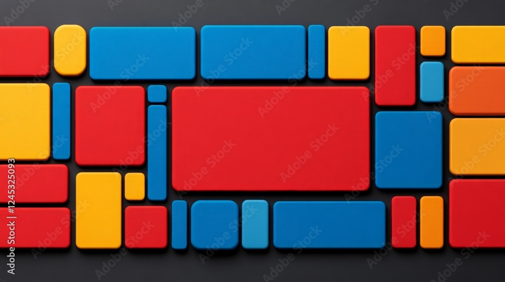 Poster abstract blocks of color: a vibrant composition of colorful blocks and geometric shapes, perfect for