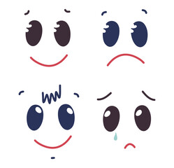 Set of faces with simple shapes. Abstraction.