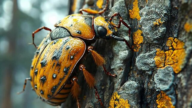 Western Pine Beetle Examined Up Close in Forest Habitat