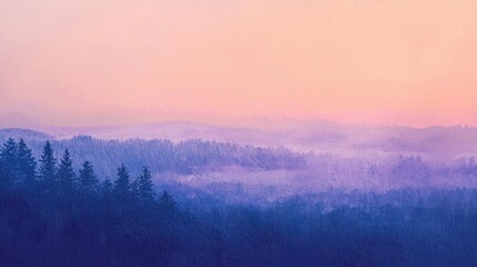 Obraz premium Misty Mountain Sunrise: A Serene Landscape
