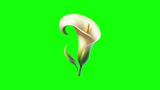 Calla lily green screen animation motion graphic in 4K high resolution.