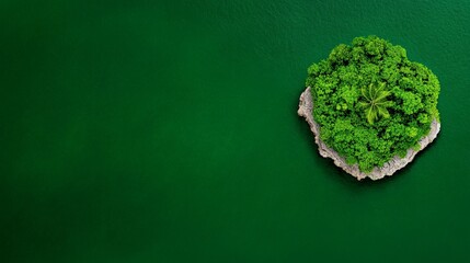 Miniature Island Oasis: A vibrant and lush island, complete with verdant greenery and a single palm tree. A symbol of serene retreat.