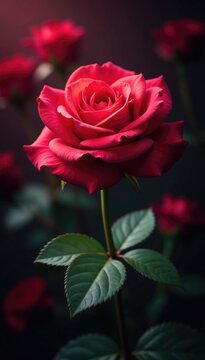 Petali di rose rosse aperti in un profondo scuro, rosa, fiore