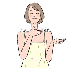 笑顔でボディケアをする女性のイラスト