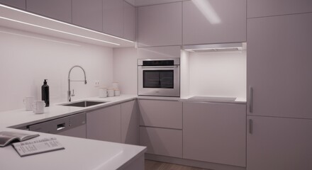 Modern Minimalist Kitchen Design: Sleek White Cabinets and Integrated Appliances