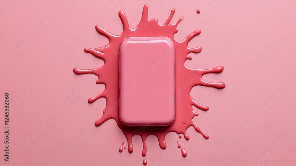 Poster pink block on pink splash: a vibrant studio shot showcasing a rectangular block at the center of a d
