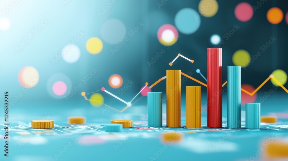 Poster a conceptual image of digital advertising metrics on a vibrant background.
