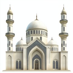 Majestic Mosque, Islamic Architecture, White Background, Religious Design, Website