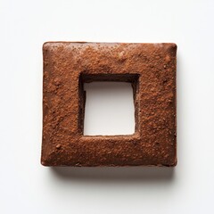 Square brownie frame, white background, studio shot, food photography