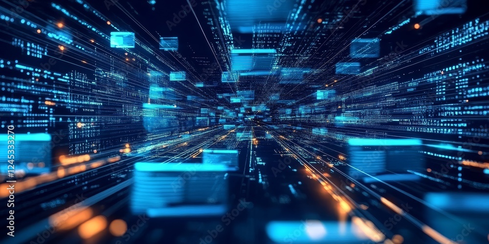Aufkleber innovative abstract network grid showcasing a digital document management system.