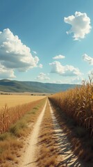 Rustic Path Through Cornfields
