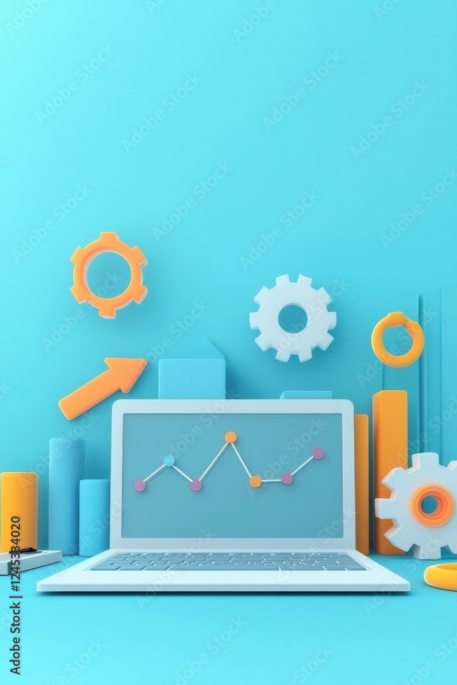 Poster a creative integration of marketing concepts with vibrant 3d visuals.