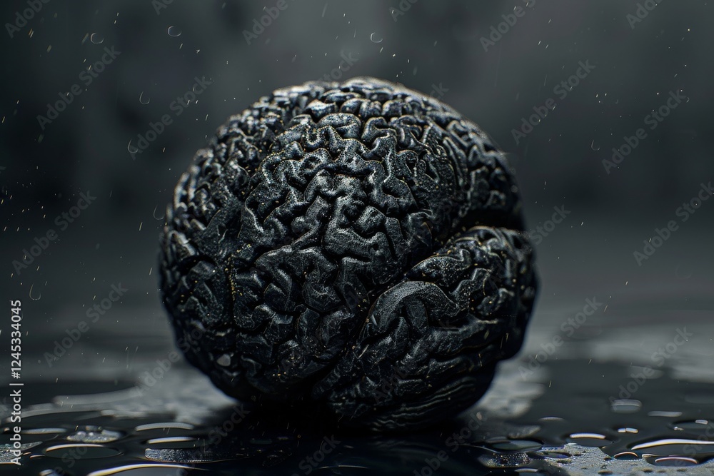 Poster intricate artificial brain model revealing detailed technical components for scientific study and re