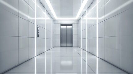 Obraz premium Modern classic Elevator doors of office or hotel hallway, Lobby interior, corridor in house with lift,Black elegant lift for passenger or cargo elevators,copy space.