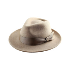 Soft Beige Wool Hat with Wide Brim Isolated on Transparent Background