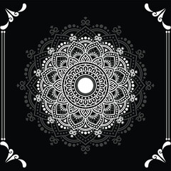 Luxury mandala design wide background in gold color
