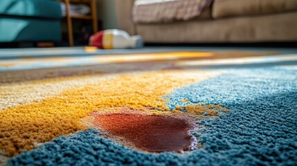 Fototapeta premium A carpet stain treated with a vinegar-water solution, then ironed to lift the stain.