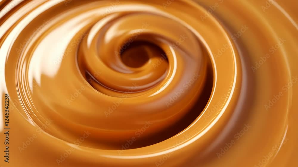 Poster smooth swirling caramel flow captures mesmerizing motion and texture