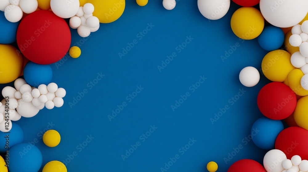 Poster vibrant sphere abundance: an abstract composition of dynamic spheres in vivid colors, like a visual 