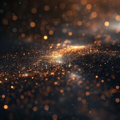 Naklejka premium Ethereal Dance of Cosmic Dust Particles in the Enigmatic Darkness of Space, Captivating Microscopic Galaxy Beauty