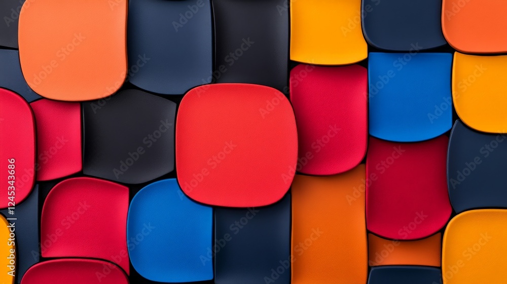 Poster colorful tiles: a vibrant array of tiles creates a captivating geometric pattern. a visual feast of 