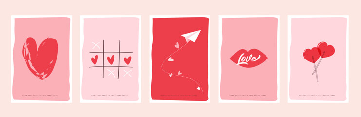 Set of art Valentine's day postcard or banner background template