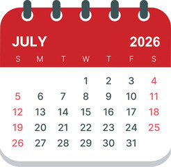 2026 calender-July