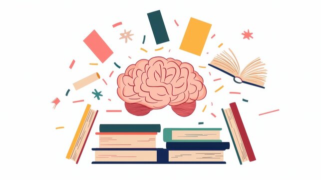 Flat Design Representation of Brain Health and Learning Concepts