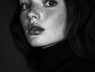 Fototapeta premium portrait of a young woman in black and white