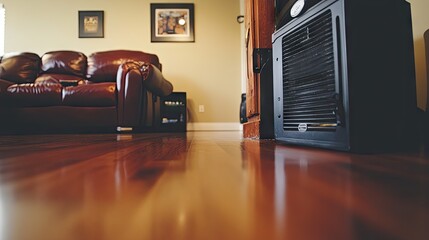 Naklejka premium A dusty corner in a living room with a visible air vent grille.