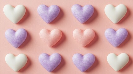 Obraz premium Pastel Pink Background with Glitter Hearts Pattern