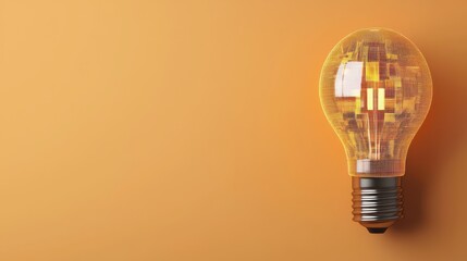 Glowing lightbulb icon symbolizing futuristic circuits innovative ideas and creative solutions  The image represents the spark of progress and the power of imagination